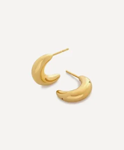 Monica Vinader Earrings^18ct Gold-Plated Vermeil Silver Crescent Moon Medium Hoop Earrings