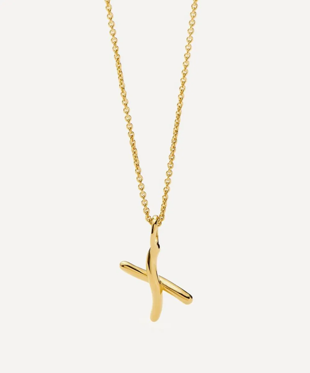 Missoma Necklaces^18ct Gold-Plated Vermeil Silver Curly Molten Mini X Initial Pendant Necklace