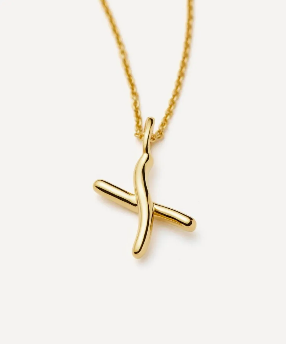 Missoma Necklaces^18ct Gold-Plated Vermeil Silver Curly Molten Mini X Initial Pendant Necklace