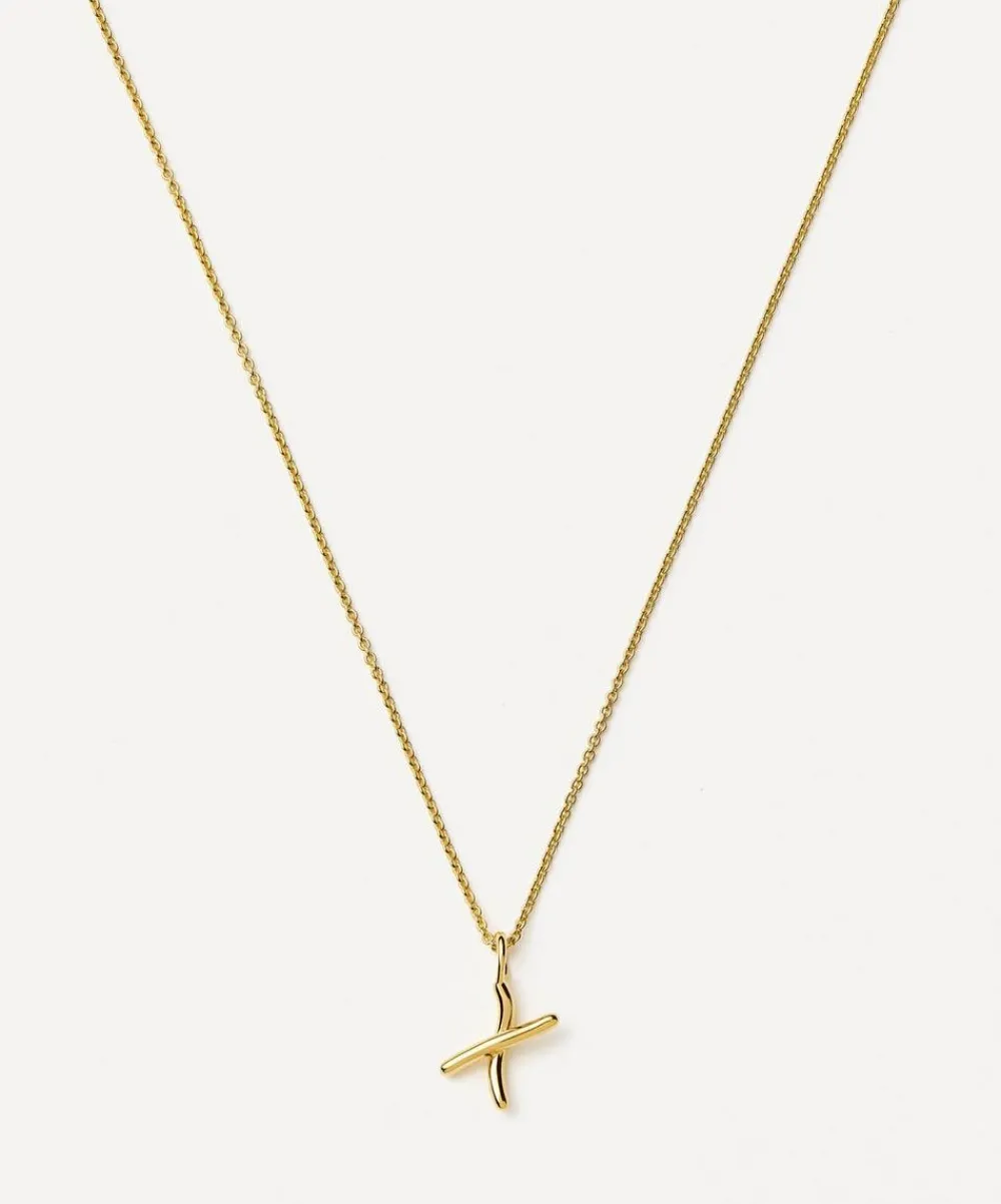 Missoma Necklaces^18ct Gold-Plated Vermeil Silver Curly Molten Mini X Initial Pendant Necklace