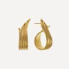 Alex Monroe Earrings^22ct Gold-Plated Wrapped Ribwort Plantain Leaf Twist Drop Earrings