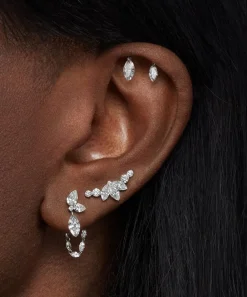 Maria Tash Earrings|Earrings^18ct Invisible Diamond Lotus Open Garland Ear Climber Right