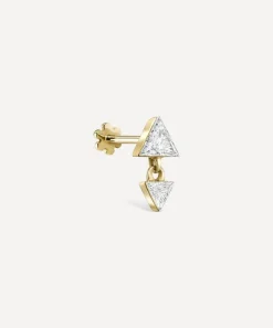 Maria Tash Earrings|Earrings^18ct 4mm and 3mm Invisible Set Triangle Diamond Dangle Threaded Earring