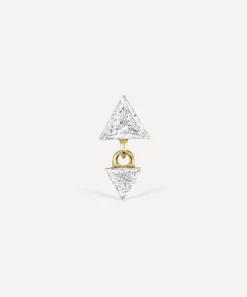Maria Tash Earrings|Earrings^18ct 4mm and 3mm Invisible Set Triangle Diamond Dangle Threaded Earring