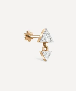 Maria Tash Earrings|Earrings^18ct 4mm and 3mm Invisible Set Triangle Diamond Dangle Threaded Earring