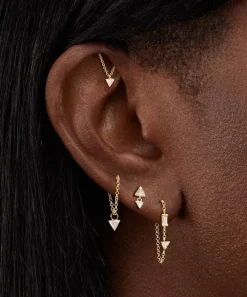 Maria Tash Earrings|Earrings^18ct 4mm and 3mm Invisible Set Triangle Diamond Dangle Threaded Earring