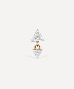 Maria Tash Earrings|Earrings^18ct 4mm and 3mm Invisible Set Triangle Diamond Dangle Threaded Earring
