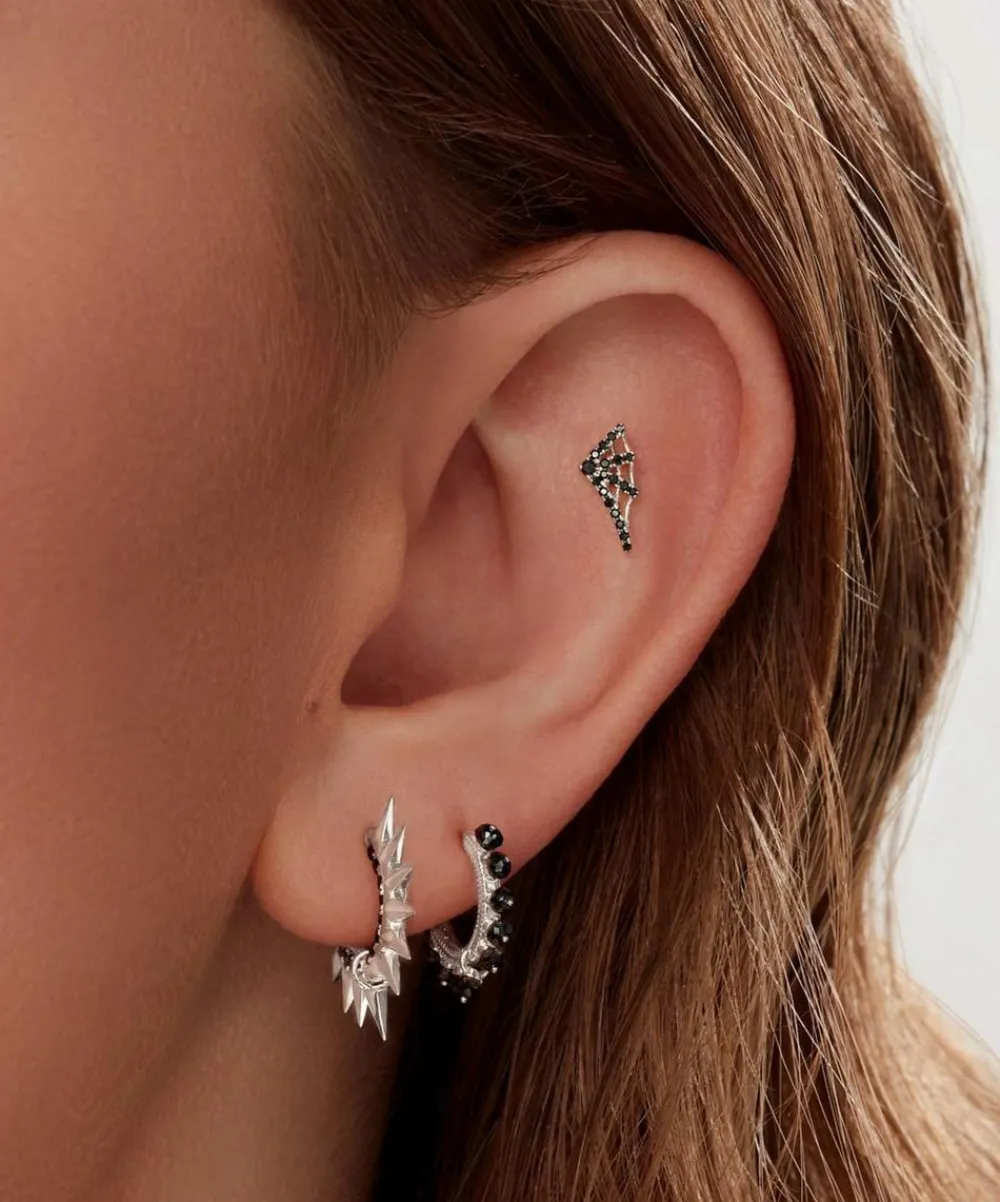 Maria Tash Earrings|Earrings^18ct 10mm Black Diamond Web Threaded Stud Earring Right