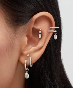 Maria Tash Earrings|Earrings^14ct 8mm Diamond Double Linked Eternity Hoop Earring Left