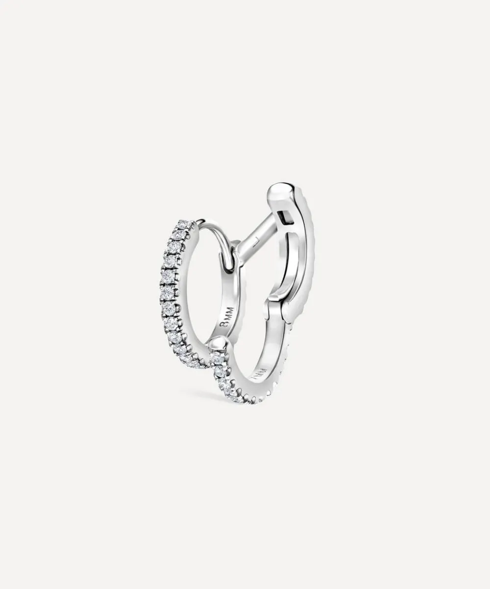 Maria Tash Earrings|Earrings^14ct 8mm Diamond Double Linked Eternity Hoop Earring Left