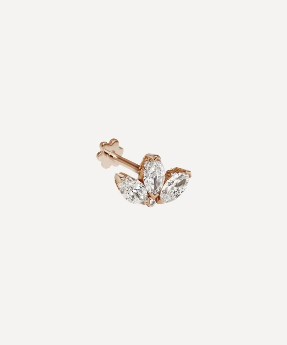 Maria Tash Earrings|Earrings^18ct 4mm Diamond Engraved Lotus Threaded Stud Earring