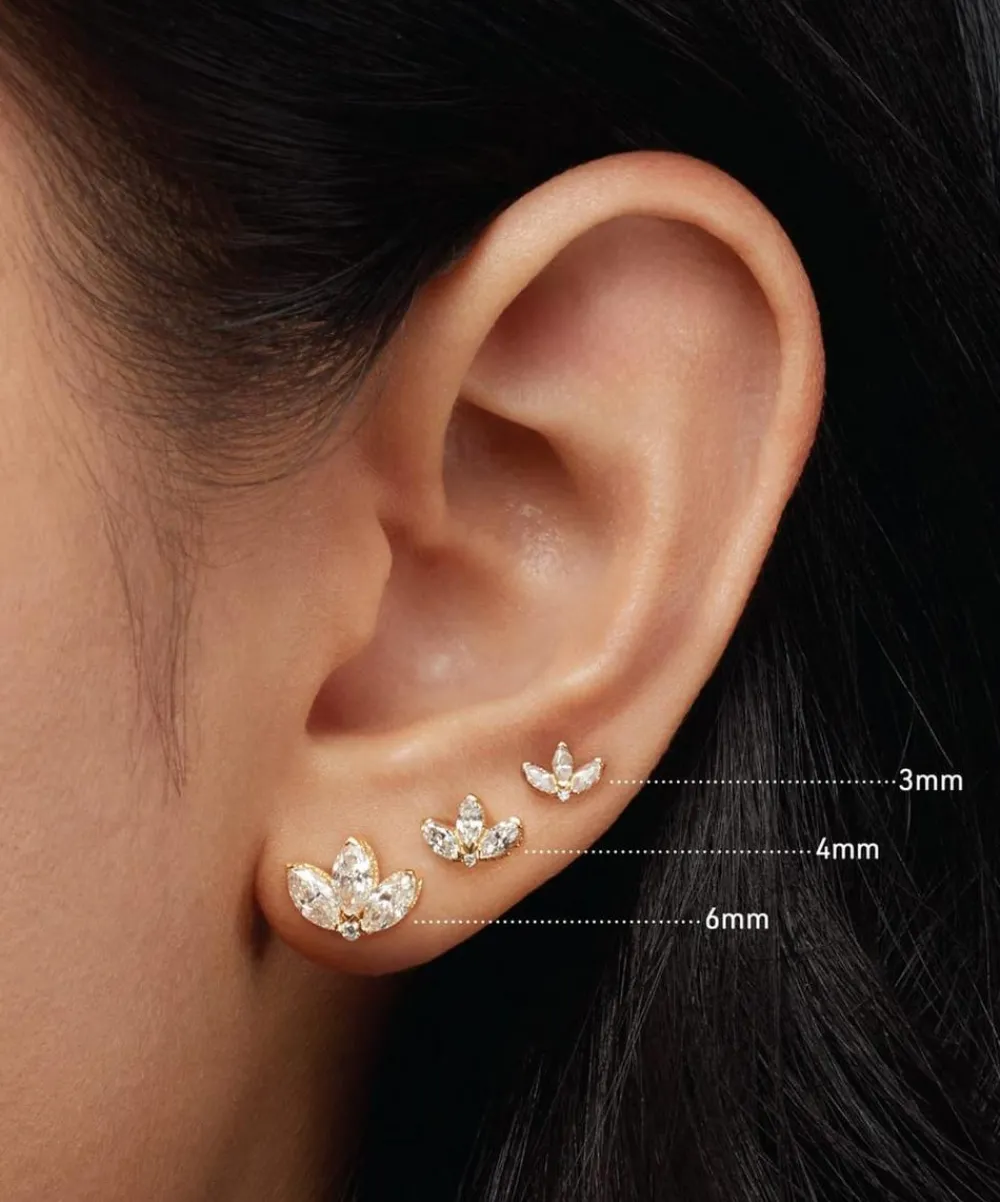 Maria Tash Earrings|Earrings^18ct 4mm Diamond Engraved Lotus Threaded Stud Earring