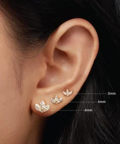 Maria Tash Earrings|Earrings^18ct 4mm Diamond Engraved Lotus Threaded Stud Earring