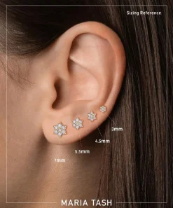 Maria Tash Earrings|Earrings^18ct 7mm Diamond Flower Threaded Stud Earring