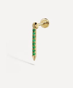 Maria Tash Earrings|Earrings^18ct 11mm Emerald Eternity Bar Charm Threaded Stud Earring