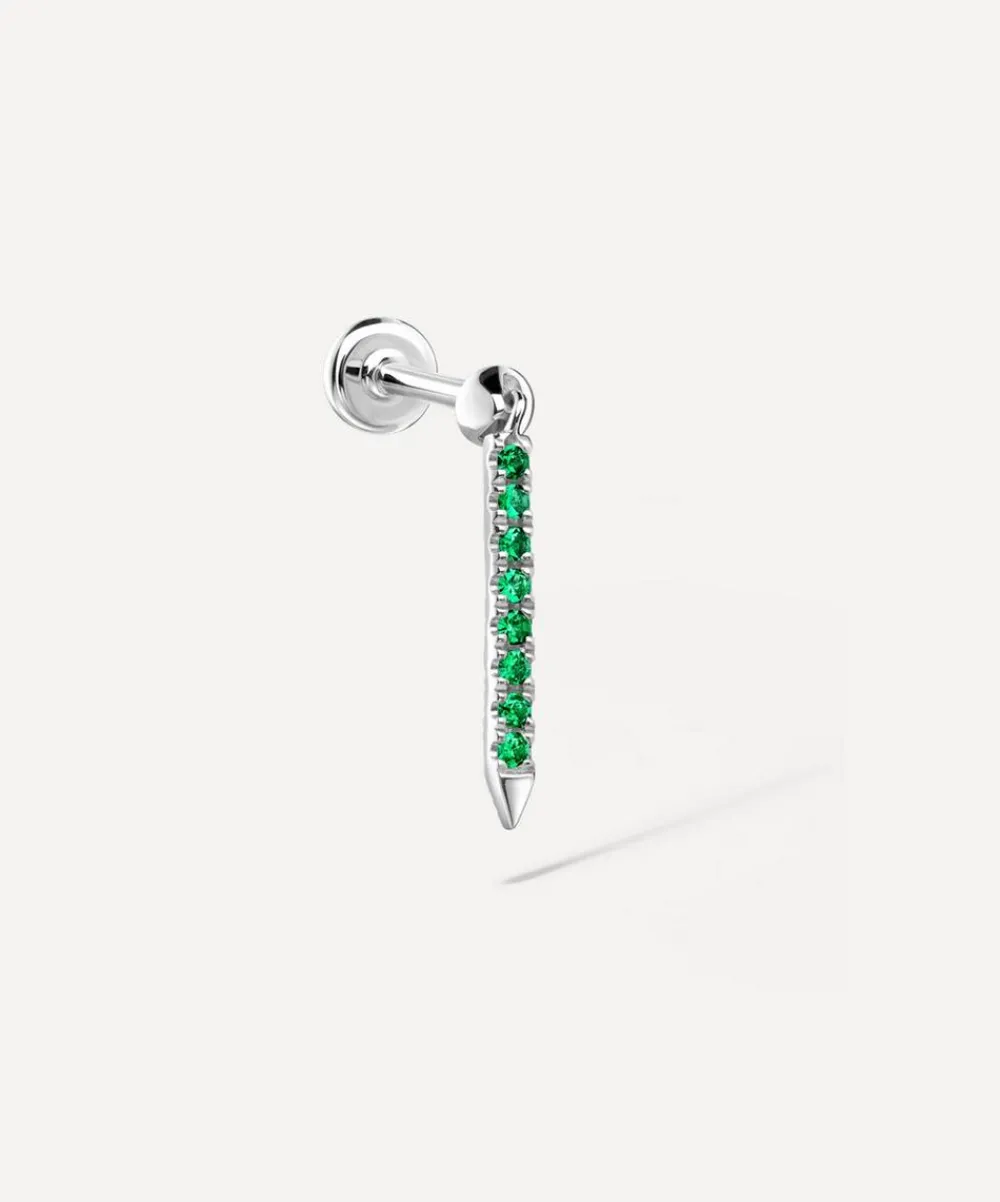 Maria Tash Earrings|Earrings^18ct 11mm Emerald Eternity Bar Charm Threaded Stud Earring