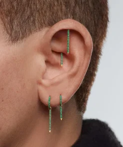 Maria Tash Earrings|Earrings^18ct 11mm Emerald Eternity Bar Charm Threaded Stud Earring