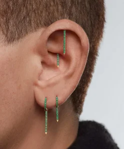 Maria Tash Earrings|Earrings^18ct 18mm Emerald Eternity Bar Charm Threaded Stud Earring
