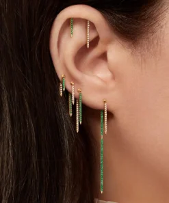Maria Tash Earrings|Earrings^18ct 7mm Emerald Eternity Bar Charm Threaded Stud Earring