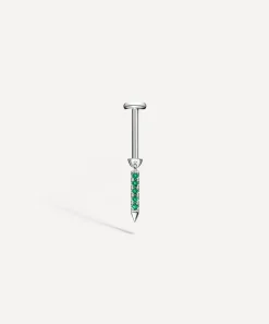 Maria Tash Earrings|Earrings^18ct 7mm Emerald Eternity Bar Charm Threaded Stud Earring