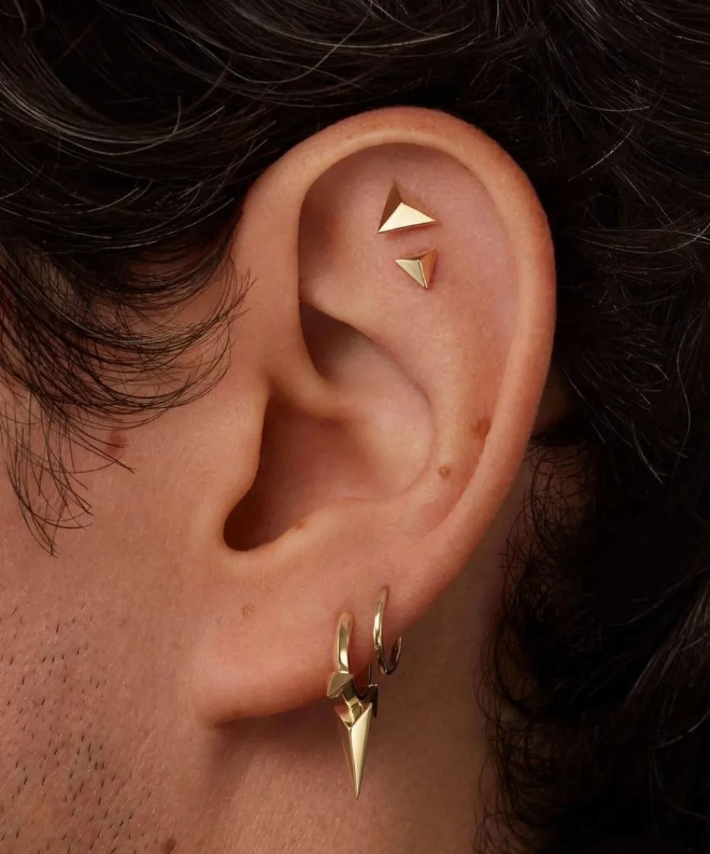 Maria Tash Earrings|Earrings^14ct 7mm Faceted Triangle Threaded Stud Earring