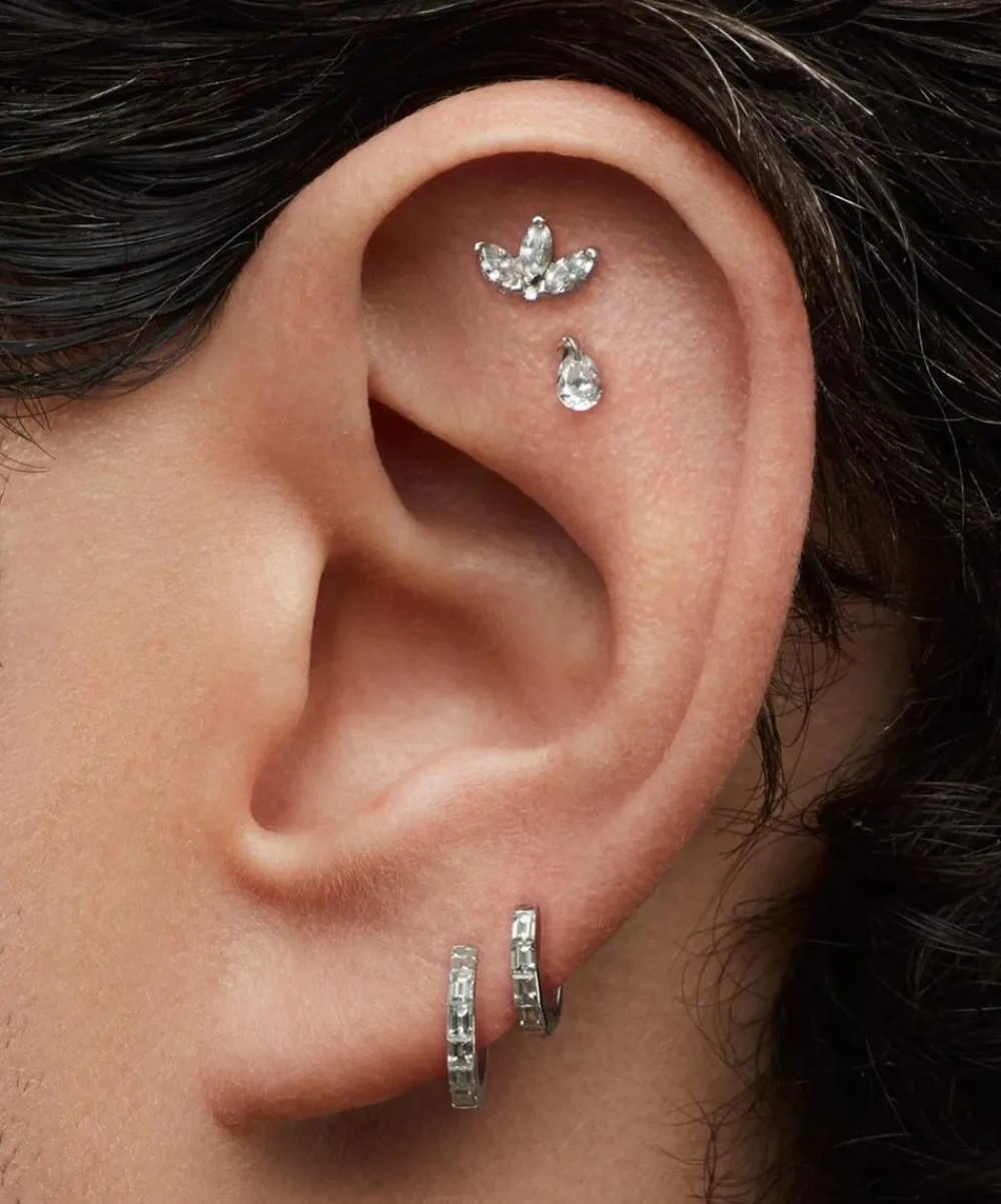 Maria Tash Earrings|Earrings^18ct 4mm Floating Pear Diamond Charm Stud Earring