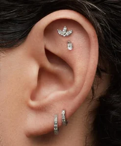 Maria Tash Earrings|Earrings^18ct 4mm Floating Pear Diamond Charm Stud Earring
