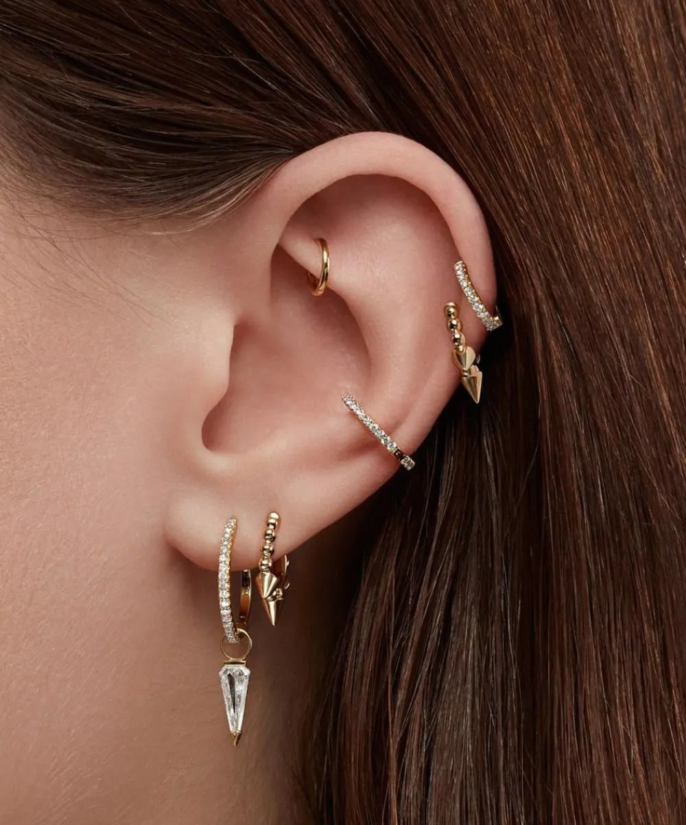 Maria Tash Earrings|Earrings^14ct 8mm Granulated Triple Short Spike Tash Cuff Earring