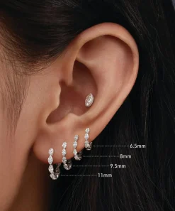 Maria Tash Earrings|Earrings^18ct 6.5mm Invisible Set Diamond Marquise Eternity Hoop Earring