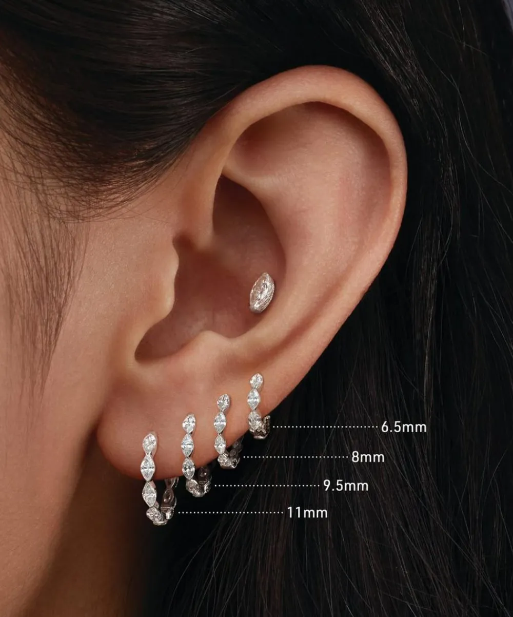 Maria Tash Earrings|Earrings^18ct 6.5mm Invisible Set Diamond Marquise Eternity Hoop Earring