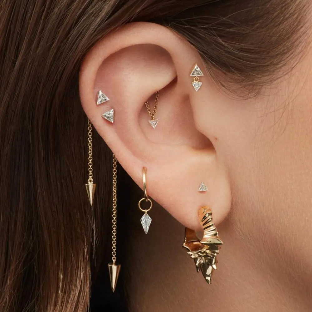 Maria Tash Earrings|Earrings^18ct 4mm Invisible Set Triangle Diamond Stud Earring