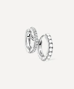 Maria Tash Earrings|Earrings^14ct 8mm Pearl and Diamond Double Linked Eternity Hoop Earring Right