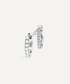 Maria Tash Earrings|Earrings^14ct 8mm Pearl and Diamond Double Linked Eternity Hoop Earring Left
