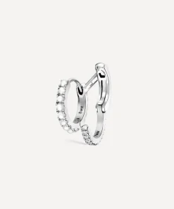 Maria Tash Earrings|Earrings^14ct 8mm Pearl and Diamond Double Linked Eternity Hoop Earring Left