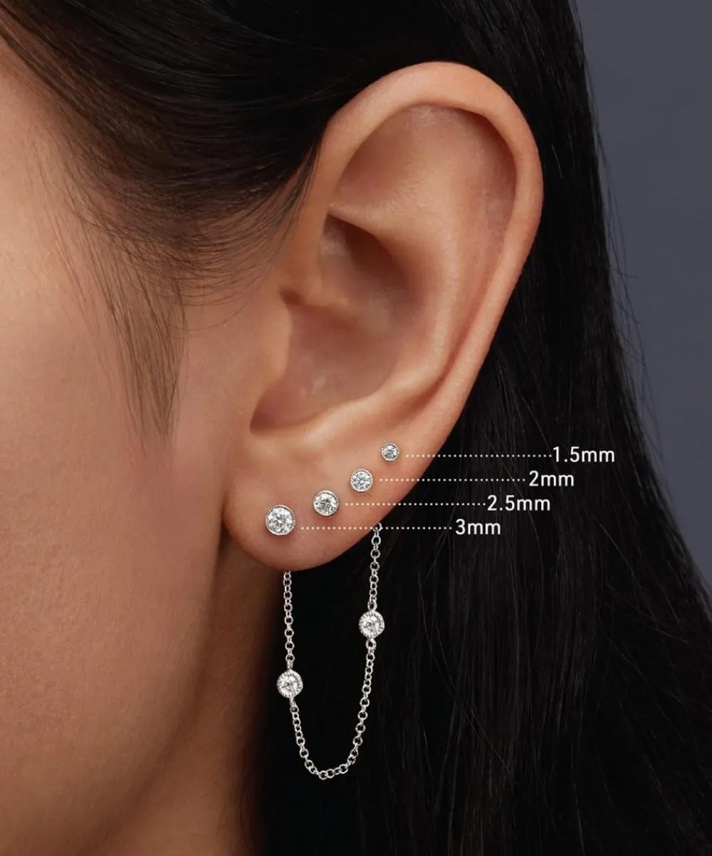 Maria Tash Earrings|Earrings^18ct 2.5mm Scalloped Set Diamond Threaded Stud Earring