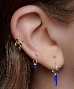 Maria Tash Earrings|Earrings^14ct 8mm Single Short Lapis Spike Non-Rotating Single Hoop Earring