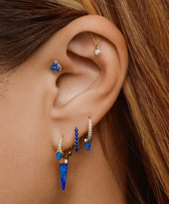 Maria Tash Earrings|Earrings^18ct 8mm Single Short Lapis Spike Diamond Eternity Single Hoop Earring