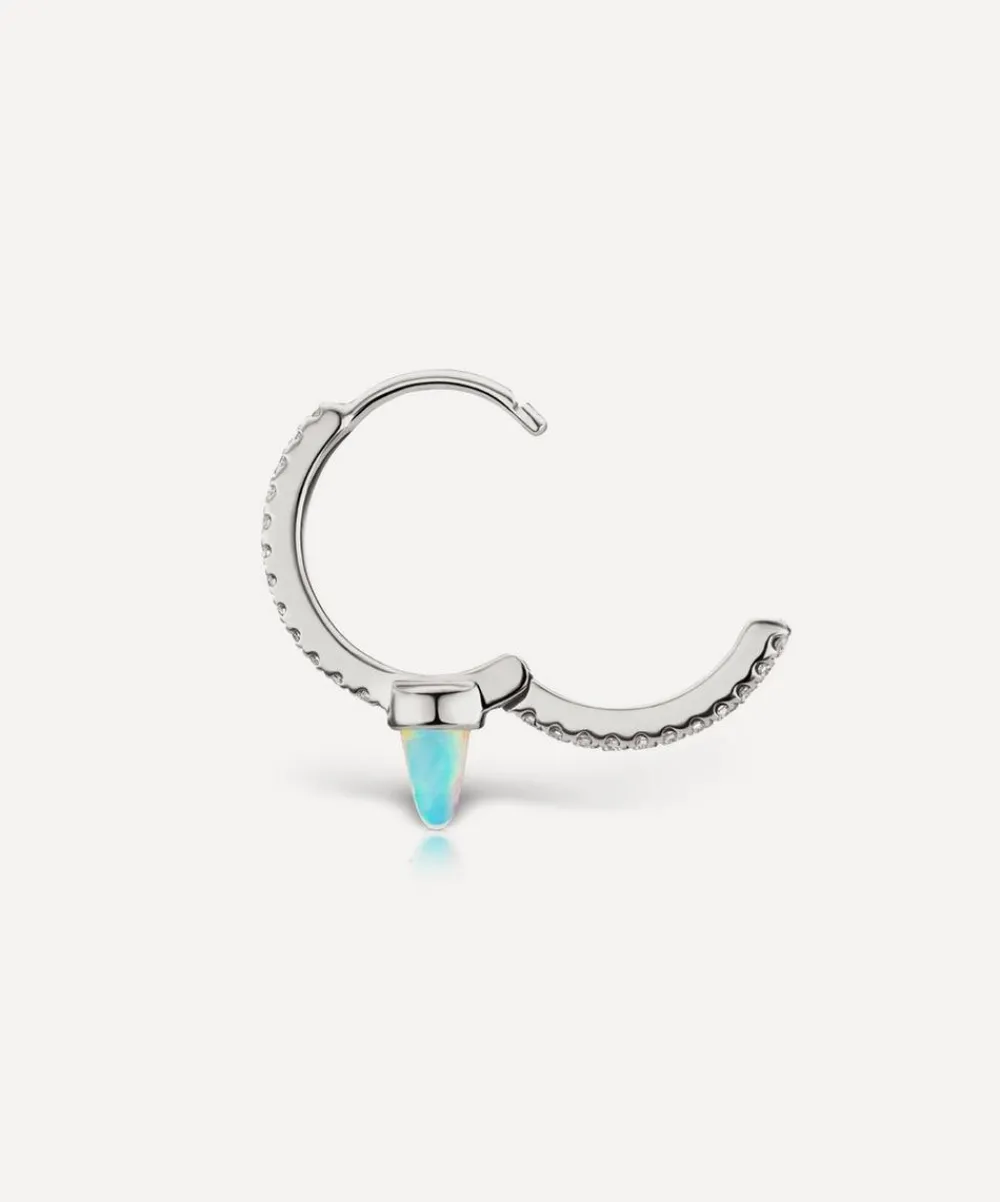 Maria Tash Earrings|Earrings^18ct 9.5mm Single Short Opal Spike Diamond Eternity Hoop Earring