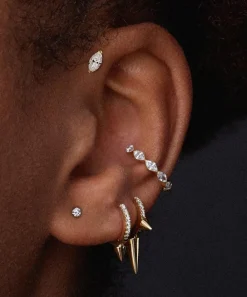 Maria Tash Earrings|Earrings^18ct 6.5mm Single Short Spike Diamond Eternity Hoop Earring