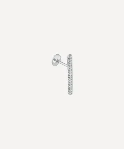 Maria Tash Earrings|Earrings^18ct 18mm Square Diamond Pave Bar Threaded Stud Earring