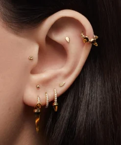 Maria Tash Earrings|Earrings^18ct 6.5mm Tiger's Eye Triple Long Spike Diamond Eternity Hoop Earring
