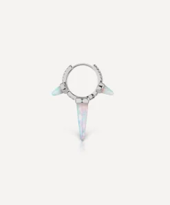Maria Tash Earrings|Earrings^18ct 9.5mm Triple Long Opal Spike Diamond Eternity Hoop Earring