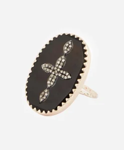Pascale Monvoisin Rings|Rings^9ct Rose Gold Bowie N°3 Diamond and Bakelite Cross Ring