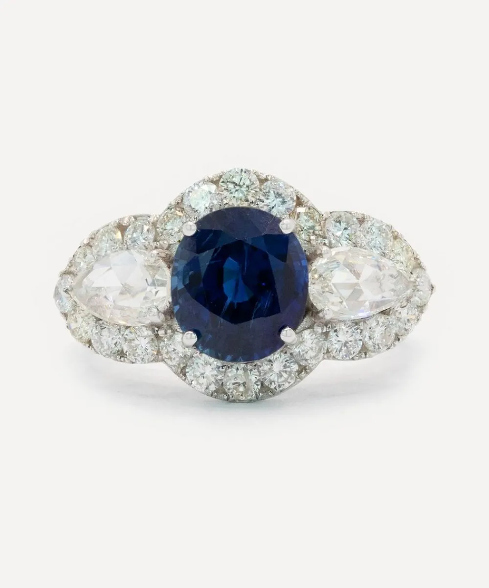 Kojis Rings|Rings^18ct White God Sapphire and Rose Cut Diamond Ring