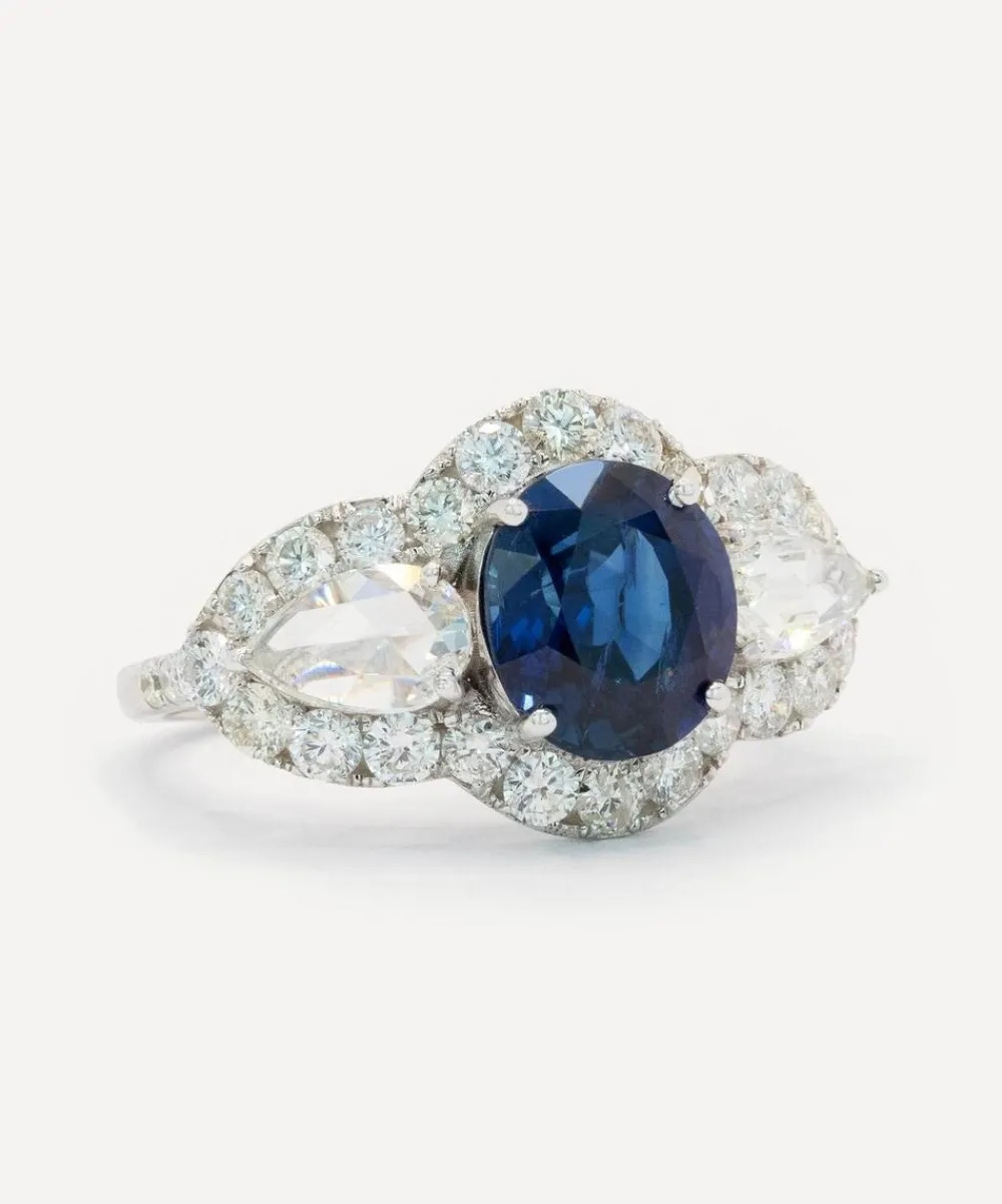 Kojis Rings|Rings^18ct White God Sapphire and Rose Cut Diamond Ring