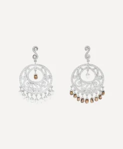 Kojis Earrings^18ct White Gold Brown and White Vintage Diamond Drop Earrings