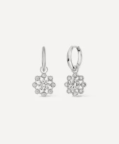 Dinny Hall Earrings|Earrings^14ct White Gold Celandine Diamond Drop Hoop Earrings