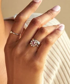 Dinny Hall Rings^14ct White Gold Celandine Pink Tourmaline and Diamond Ring