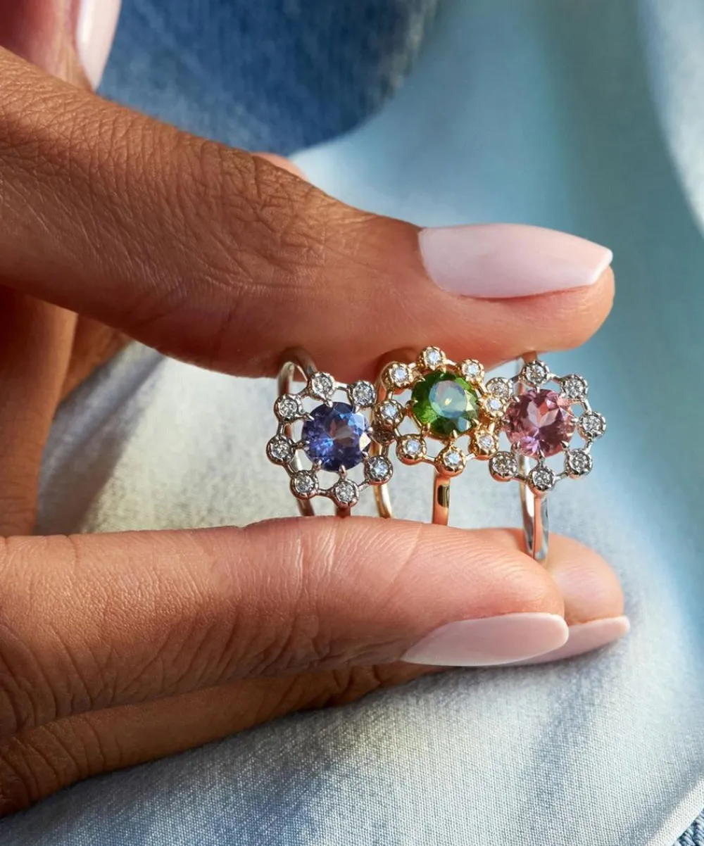 Dinny Hall Rings^14ct White Gold Celandine Tanzanite and Diamond Ring