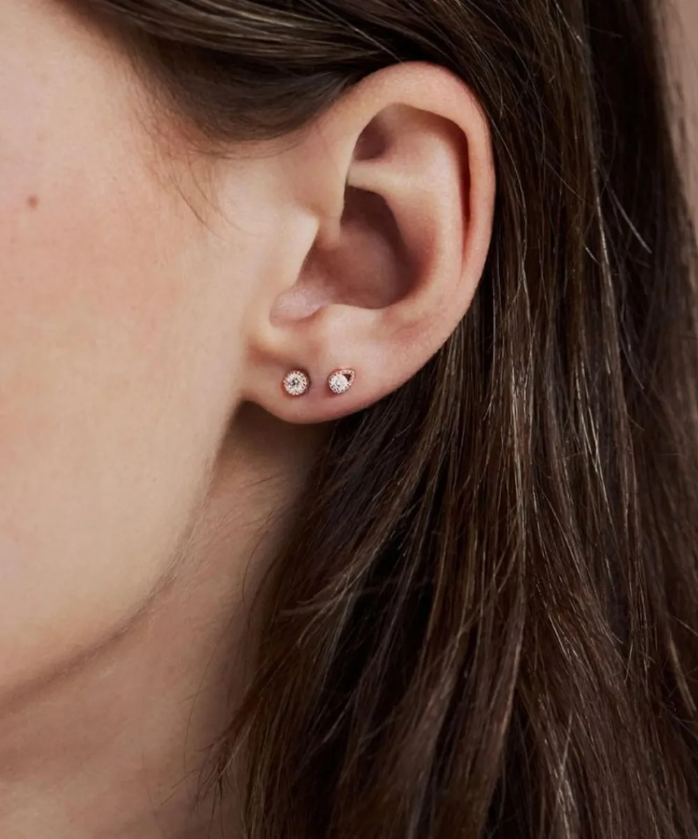 Dinny Hall Earrings^9ct White Gold Created Diamond Jasmine Round Stud Earrings
